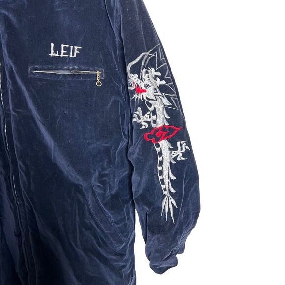 Vintage 50s 60s Japan Souvenir Velvet Long Insulated Jacket Small - Picture 4 of 7